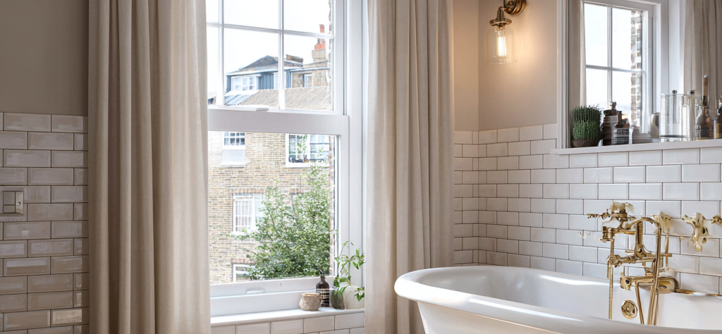 a cosy bathroom inside a Victorian terrace apartment in central London